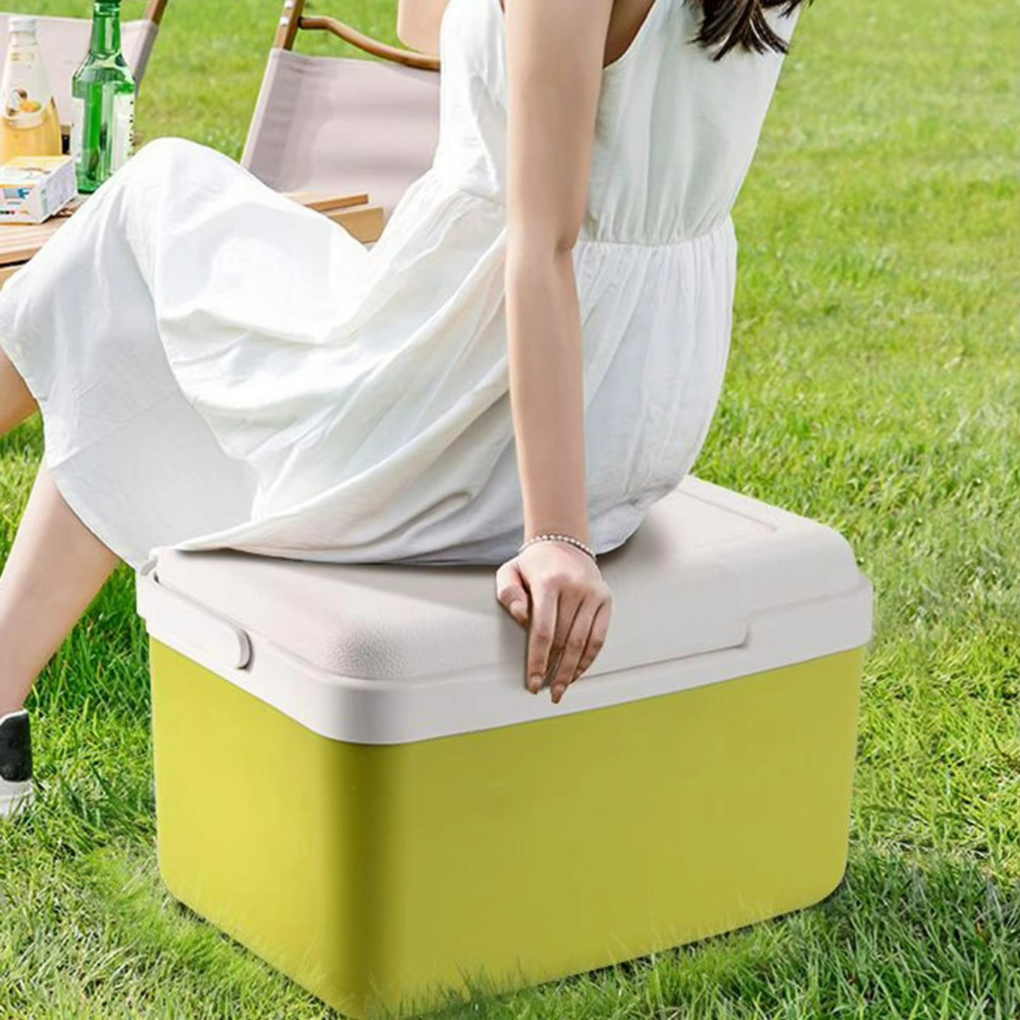 Portable Food and Beverage Cooler for Camping and Beach Use