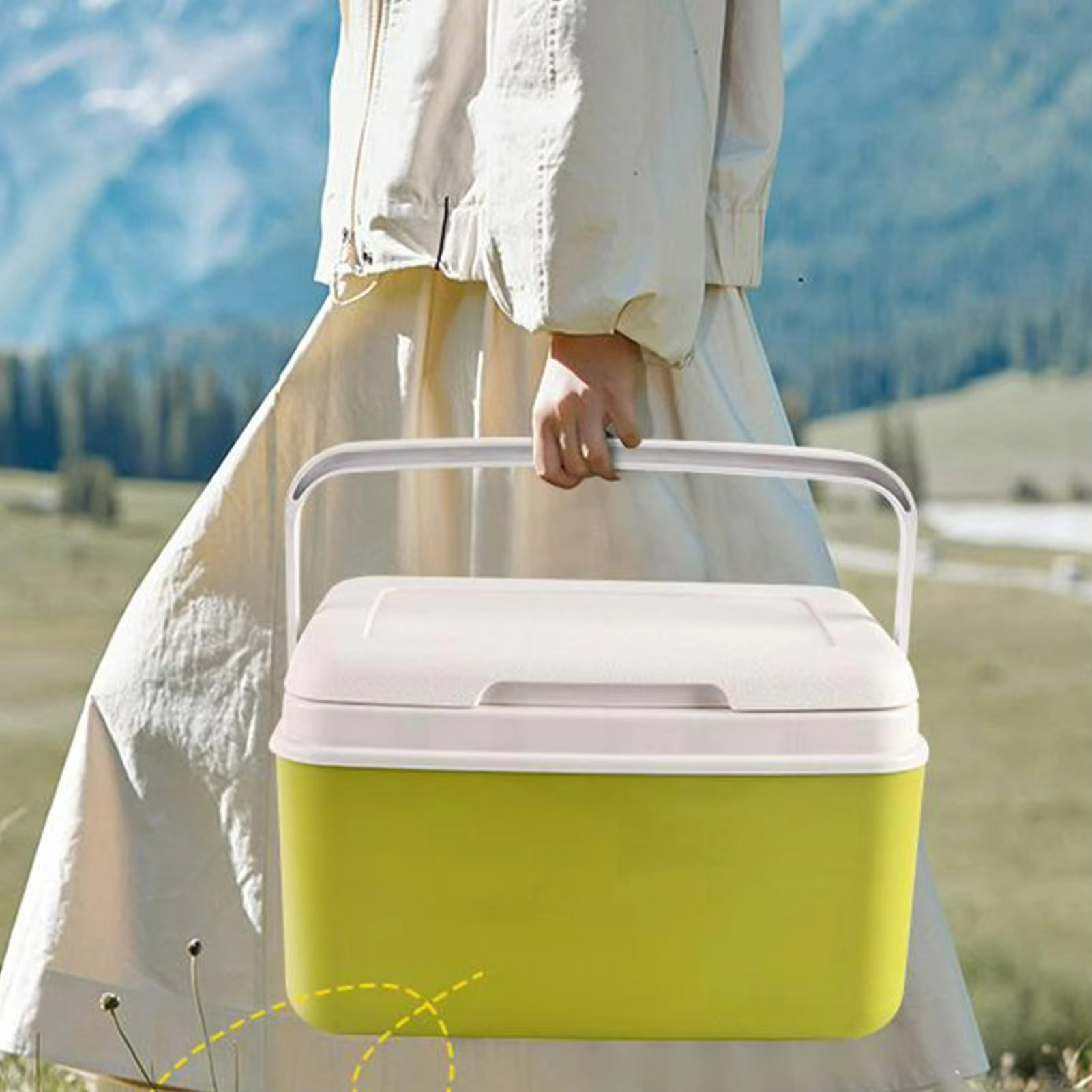 Portable Food and Beverage Cooler for Camping and Beach Use