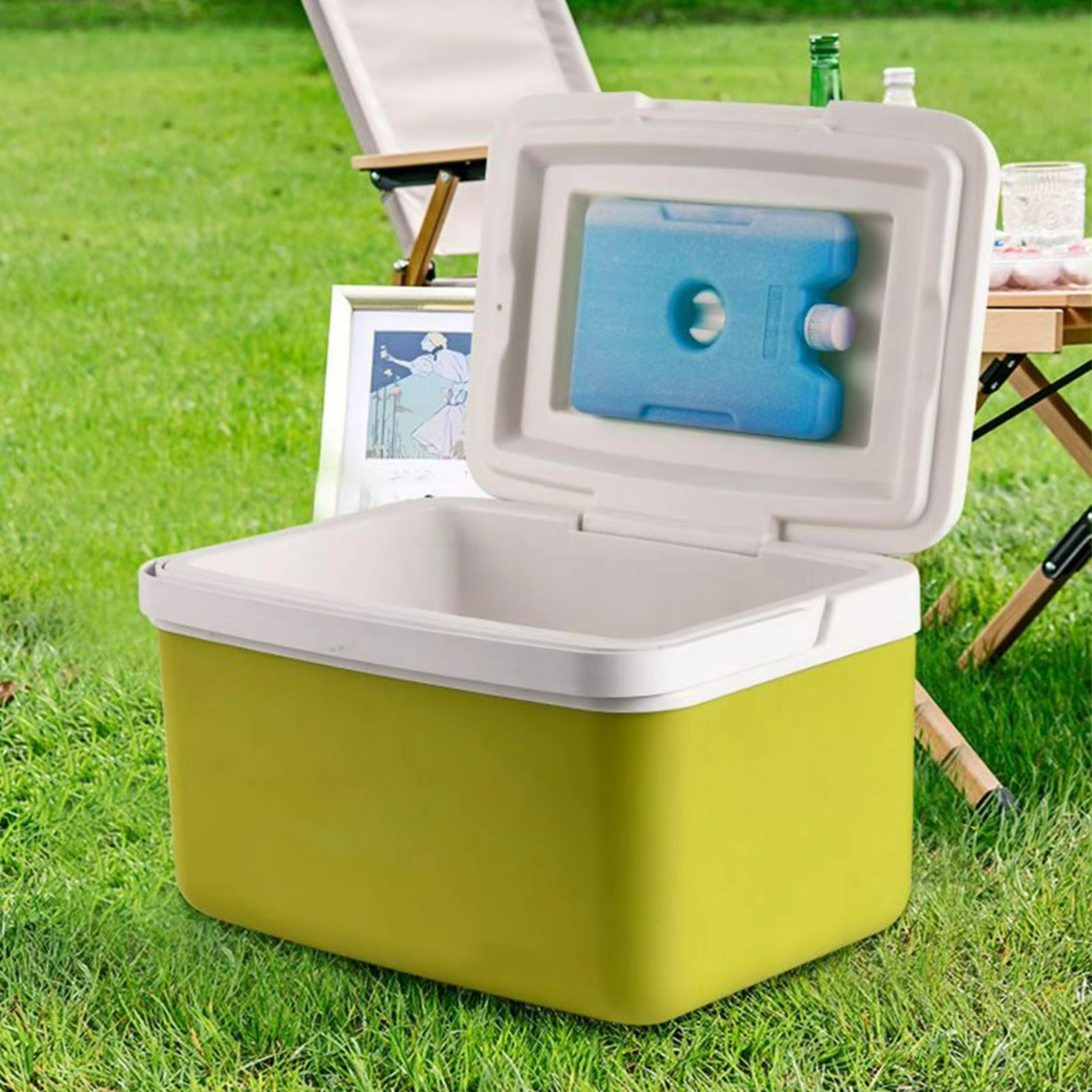 Portable Food and Beverage Cooler for Camping and Beach Use