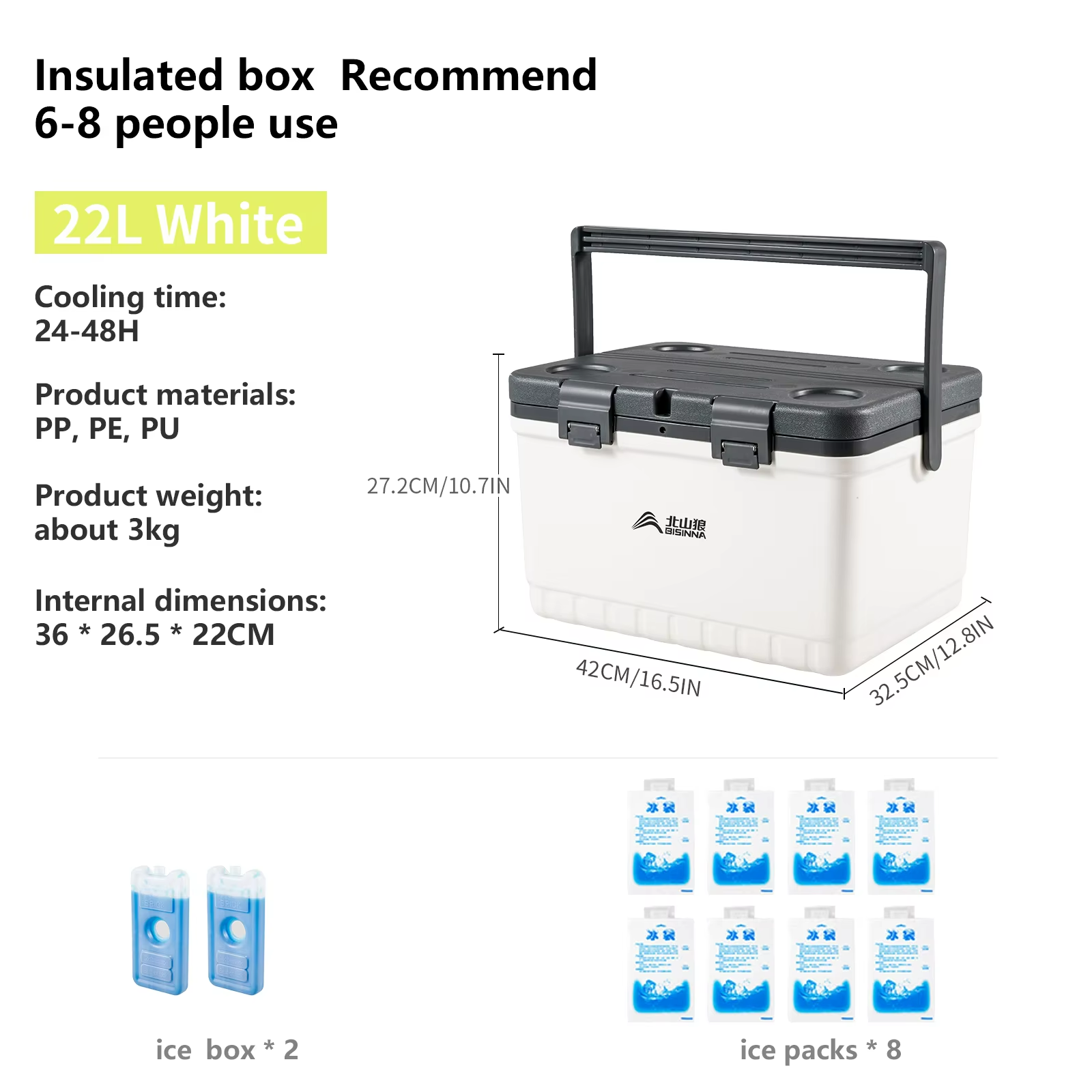 Portable Ice Chest High Capacity Cooler Box for Camping and Travel