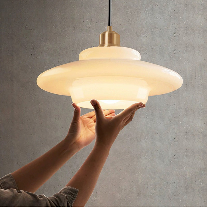 MilkGlass Glow – Soft Ivory Glass Pendant for Serene Ambiance