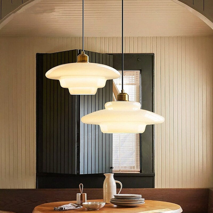 MilkGlass Glow – Soft Ivory Glass Pendant for Serene Ambiance