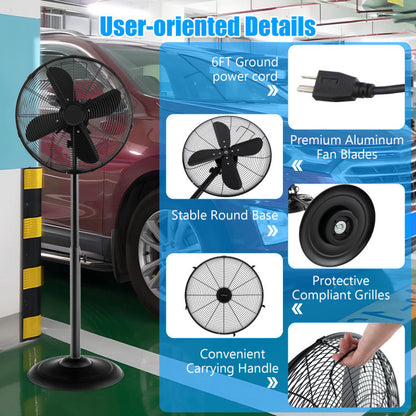 Height-Adjustable 16-Inch Pedestal Fan – Oscillating Standing Unit with 3 Speed Modes | Comfort Circulation | For Office & Indoor Use