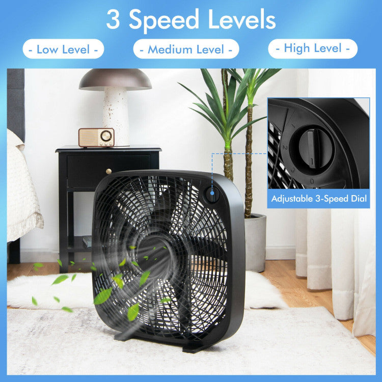 20-Inch Box Floor Fan – High-Performance Cooling Unit with 3-Speed Settings & Manual Control | Strong Breeze | For Room & Garage