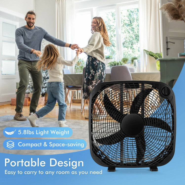 20-Inch Box Floor Fan – High-Performance Cooling Unit with 3-Speed Settings & Manual Control | Strong Breeze | For Room & Garage