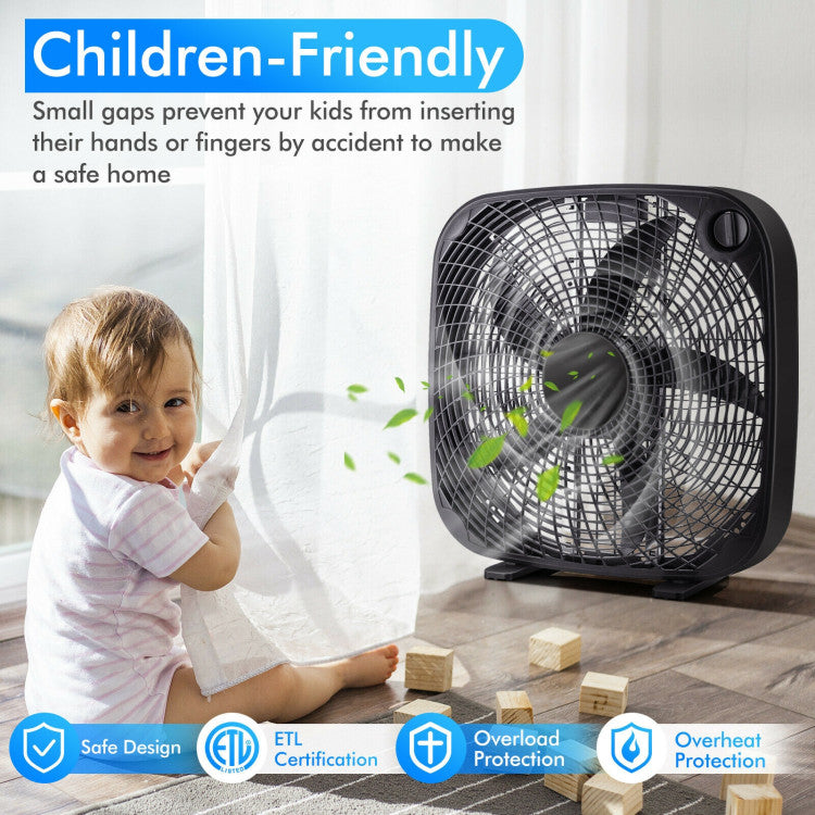 20-Inch Box Floor Fan – High-Performance Cooling Unit with 3-Speed Settings & Manual Control | Strong Breeze | For Room & Garage