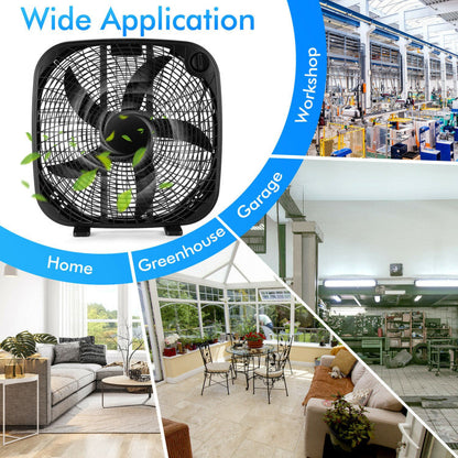 20-Inch Box Floor Fan – High-Performance Cooling Unit with 3-Speed Settings & Manual Control | Strong Breeze | For Room & Garage