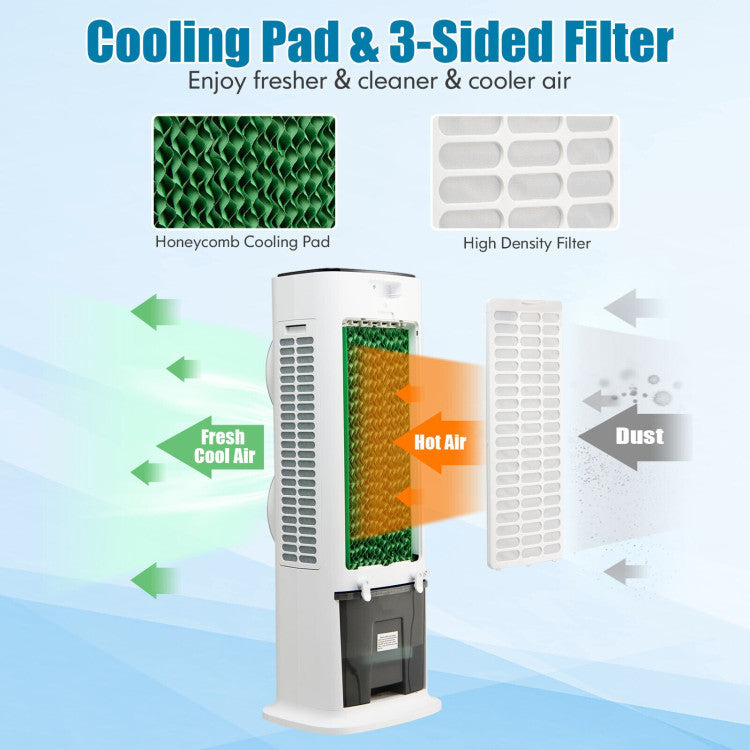 3-in-1 Evaporative Air Fan with Remote – Quiet Cooling System & 9-Hour Timer | Custom Climate | For Indoor Comfort Zones