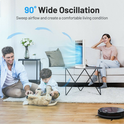 Space-Saving Tower Desk Fan – 14-Inch Oscillating Fan with Timer & Multi-Speed Control | Efficient Cooling | Ideal for Bedrooms & Workspaces