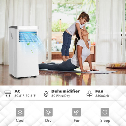 Smart Portable 3-in-1 AC Unit – 10000 BTU with Fan, Dehumidifier & Remote | Versatile Room Cooling | Perfect for Apartments & Studios
