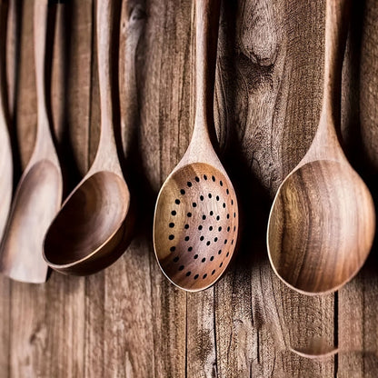 Teak Kitchen Utensil Set of 5 – Sustainable Wooden Cooking Tools with Ergonomic Handles