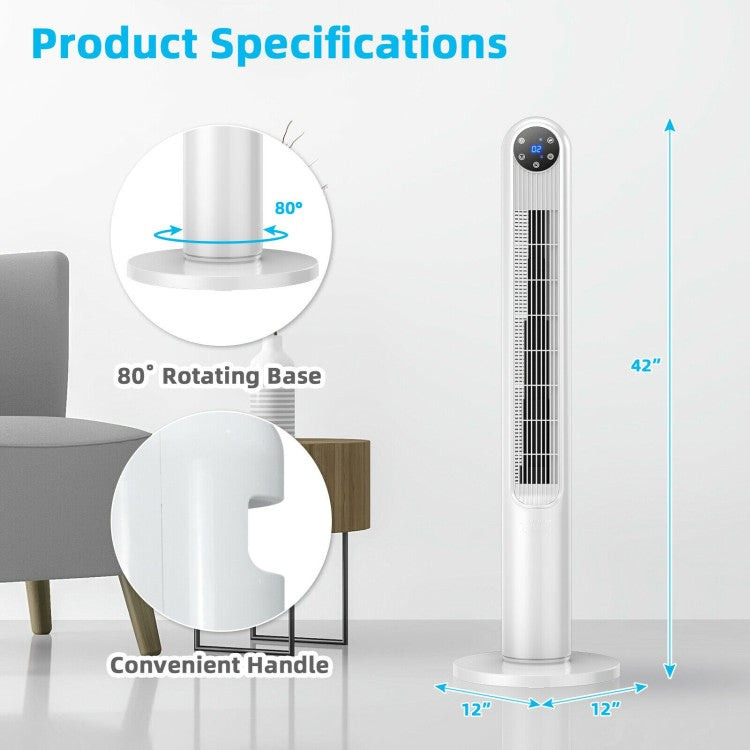 42-Inch Oscillating Tower Fan – Slim Design with LED Display & Remote Control | Quiet & Efficient | For Modern Living Spaces