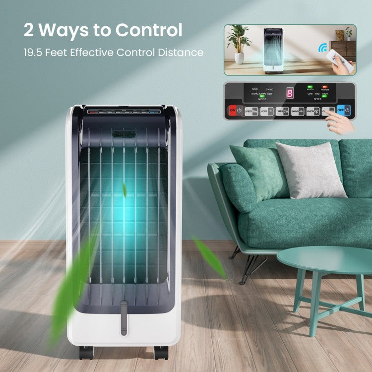 110V Portable Evaporative Cooler – 3-Speed Air Fan with 8-Hour Timer & Water Tank | Personalized Breeze | Ideal for Home & Office Use