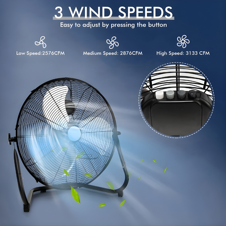 20-Inch High-Speed Floor Fan – Sturdy Metal Build with 3 Cooling Modes | Powerful Airflow | For Indoor Heat Relief & Air Circulation