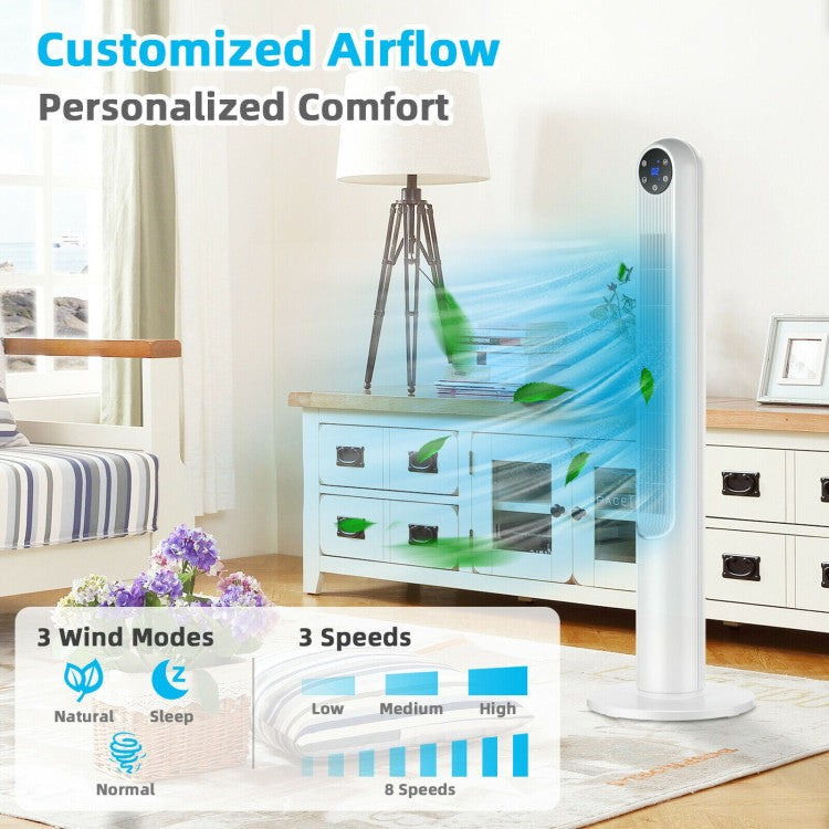 42-Inch Oscillating Tower Fan – Slim Design with LED Display & Remote Control | Quiet & Efficient | For Modern Living Spaces