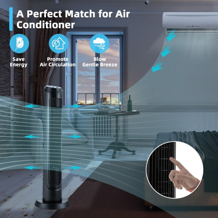 Modern Oscillating Tower Fan – 40-Inch Design with 3 Breeze Modes & 4 Wind Levels | Silent Operation | For Work & Relaxation