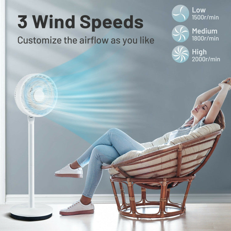 Compact 9-Inch Standing Fan – Silent Operation with Tilt & Oscillation | Customizable Airflow | For Bedrooms & Desks