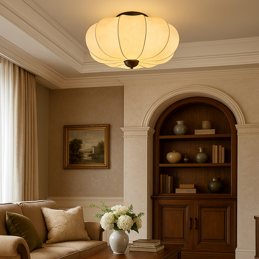 Ambrya | Elegant Medieval-Style Silk Ceiling Lamp with Retro Charm
