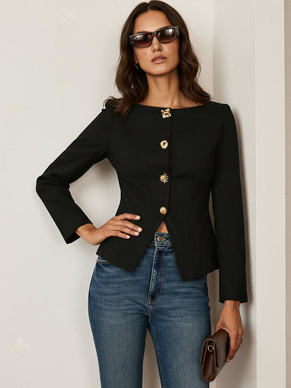 Amyra | Fitted Suede Button-Front Jacket