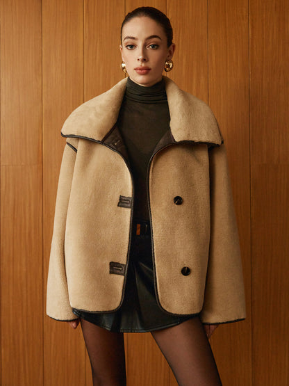 Angelica | Contrast Piping Minky Long Coat