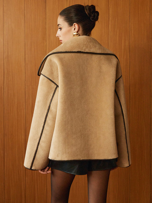 Angelica | Contrast Piping Minky Long Coat