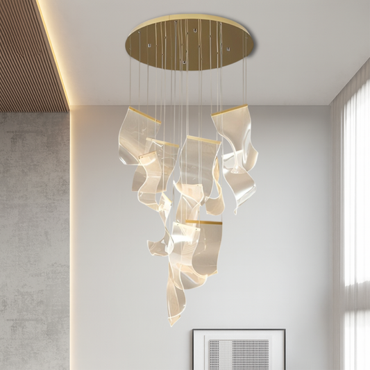 Archinea | Acrylic Gold Stair Chandelier with Modern Touch