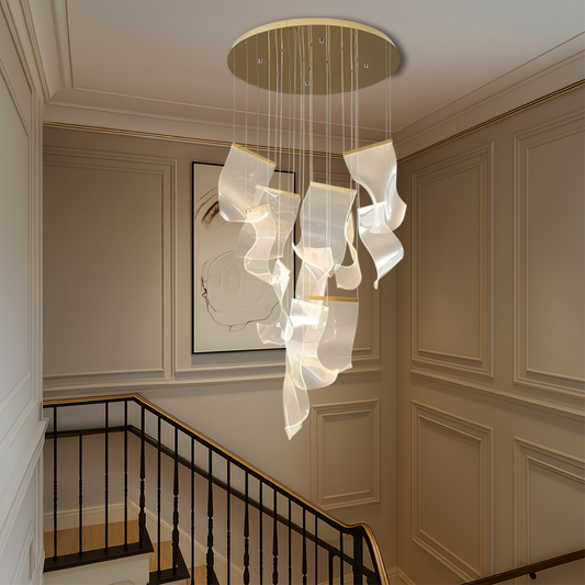Archinea | Acrylic Gold Stair Chandelier with Modern Touch