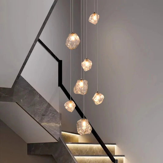 Aurifera | Sculptural Beauty of Scandinavian Villa Staircase Chandelier