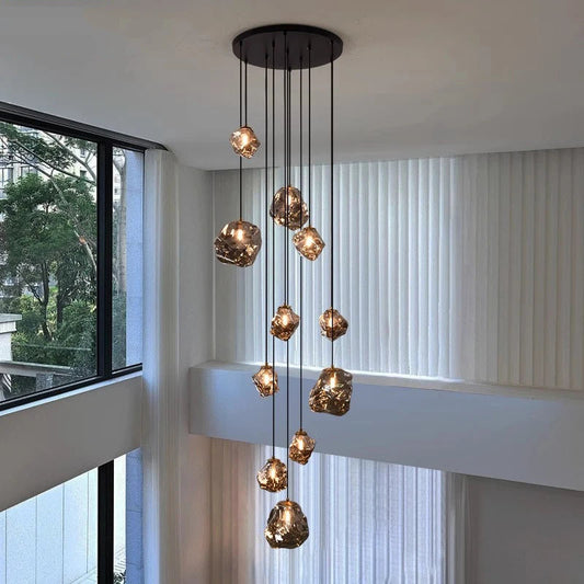 Aurifera | Sculptural Beauty of Scandinavian Villa Staircase Chandelier