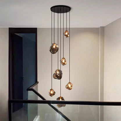 Aurifera | Sculptural Beauty of Scandinavian Villa Staircase Chandelier