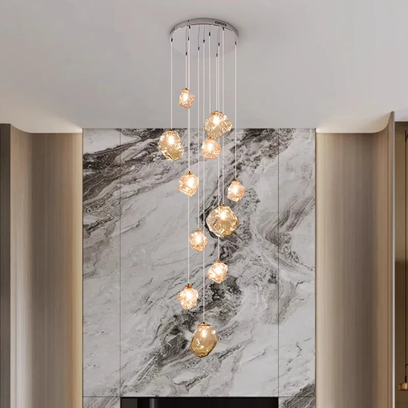 Aurifera | Sculptural Beauty of Scandinavian Villa Staircase Chandelier
