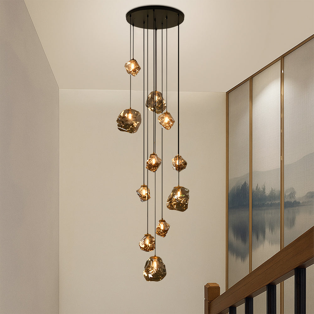 Aurifera | Sculptural Beauty of Scandinavian Villa Staircase Chandelier
