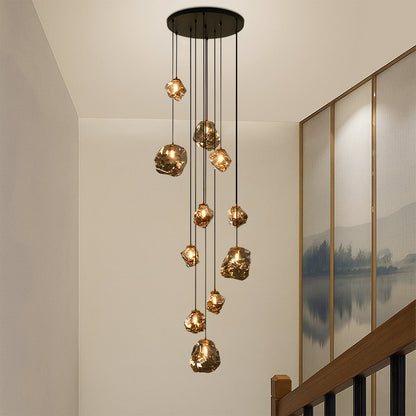 Aurifera | Sculptural Beauty of Scandinavian Villa Staircase Chandelier
