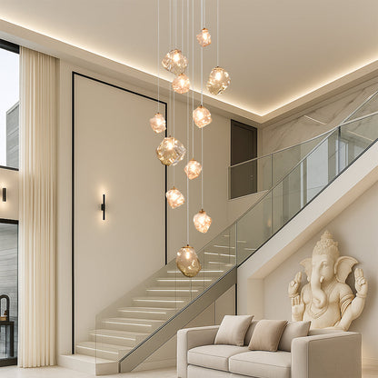 Aurifera | Sculptural Beauty of Scandinavian Villa Staircase Chandelier