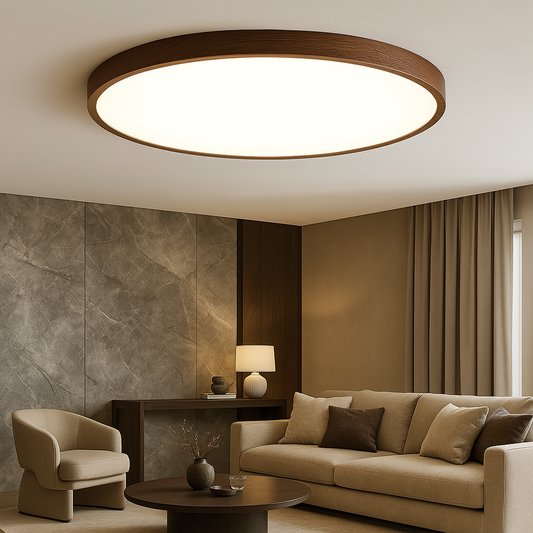 Aurivra | Modern Ceiling Lamp with Dark Wood Grain for Stylish Interiors