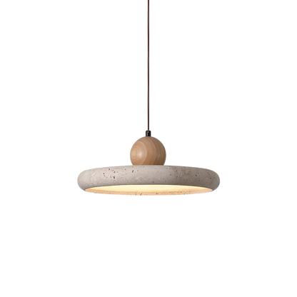 Aurvra | Travertine-Inspired Modern Wood Pendant Light
