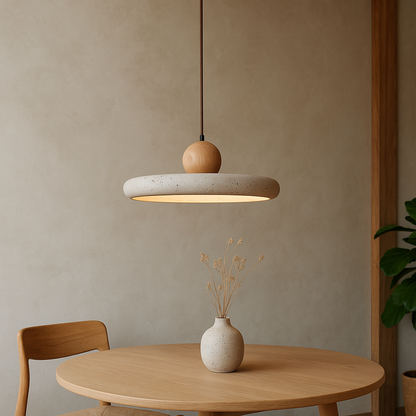 Aurvra | Travertine-Inspired Modern Wood Pendant Light