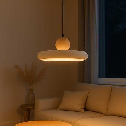 Aurvra | Travertine-Inspired Modern Wood Pendant Light