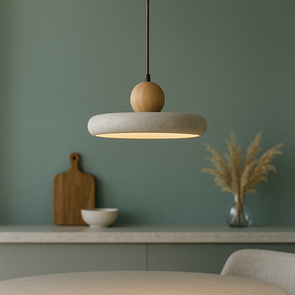 Aurvra | Travertine-Inspired Modern Wood Pendant Light