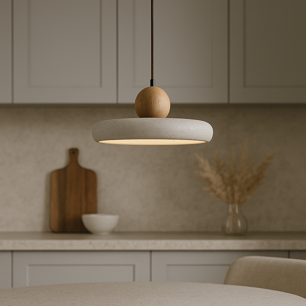 Aurvra | Travertine-Inspired Modern Wood Pendant Light