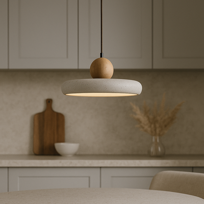 Aurvra | Travertine-Inspired Modern Wood Pendant Light