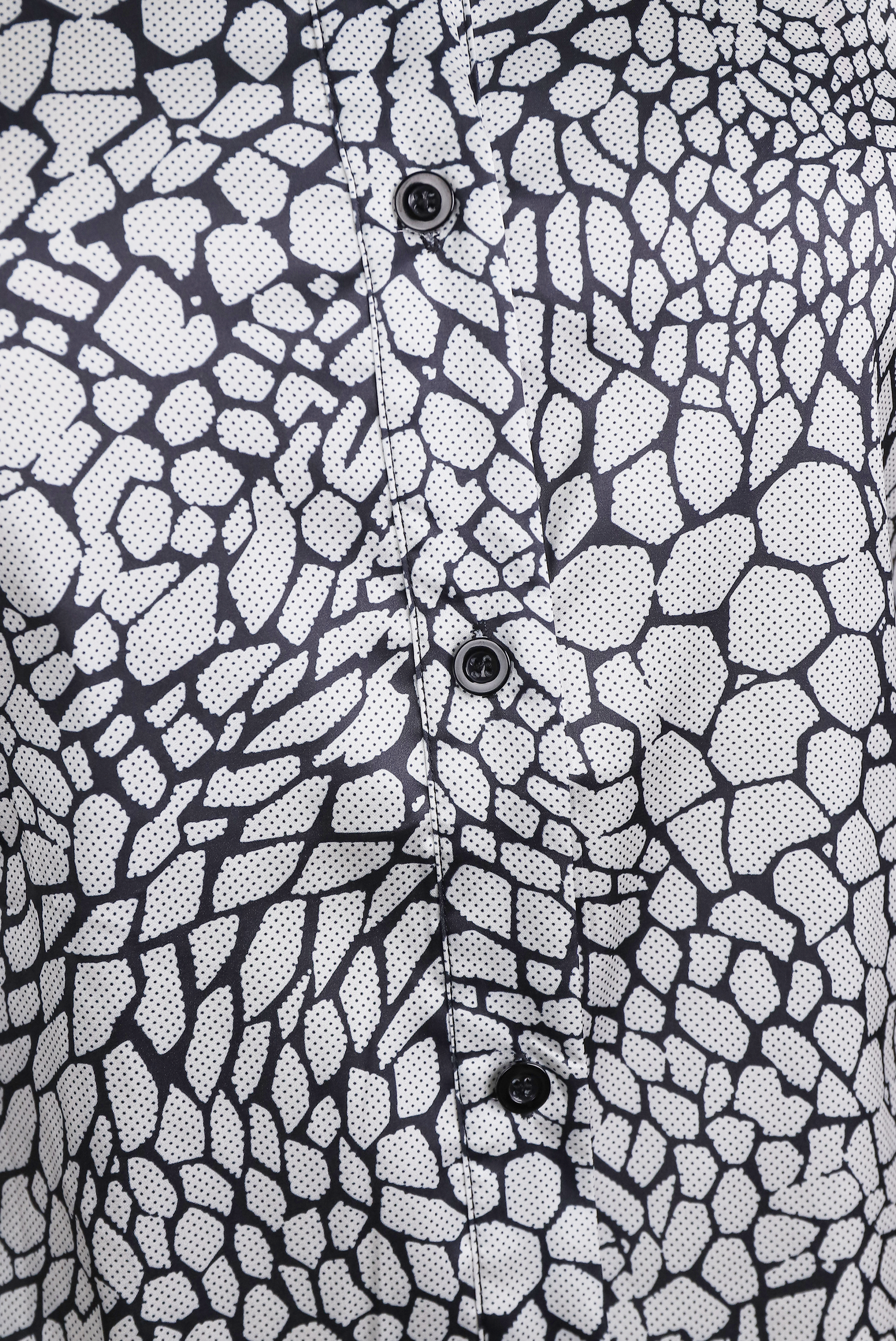 Black White Snake Print Satin Blouse by All City Mart