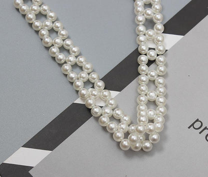 Braided Faux Pearl Wide Waist Belt by All City Mart
