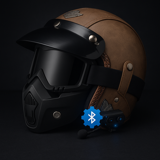 Men’s Motorcycle Helmet Lightweight Retro PU Material DOT ECE Approved