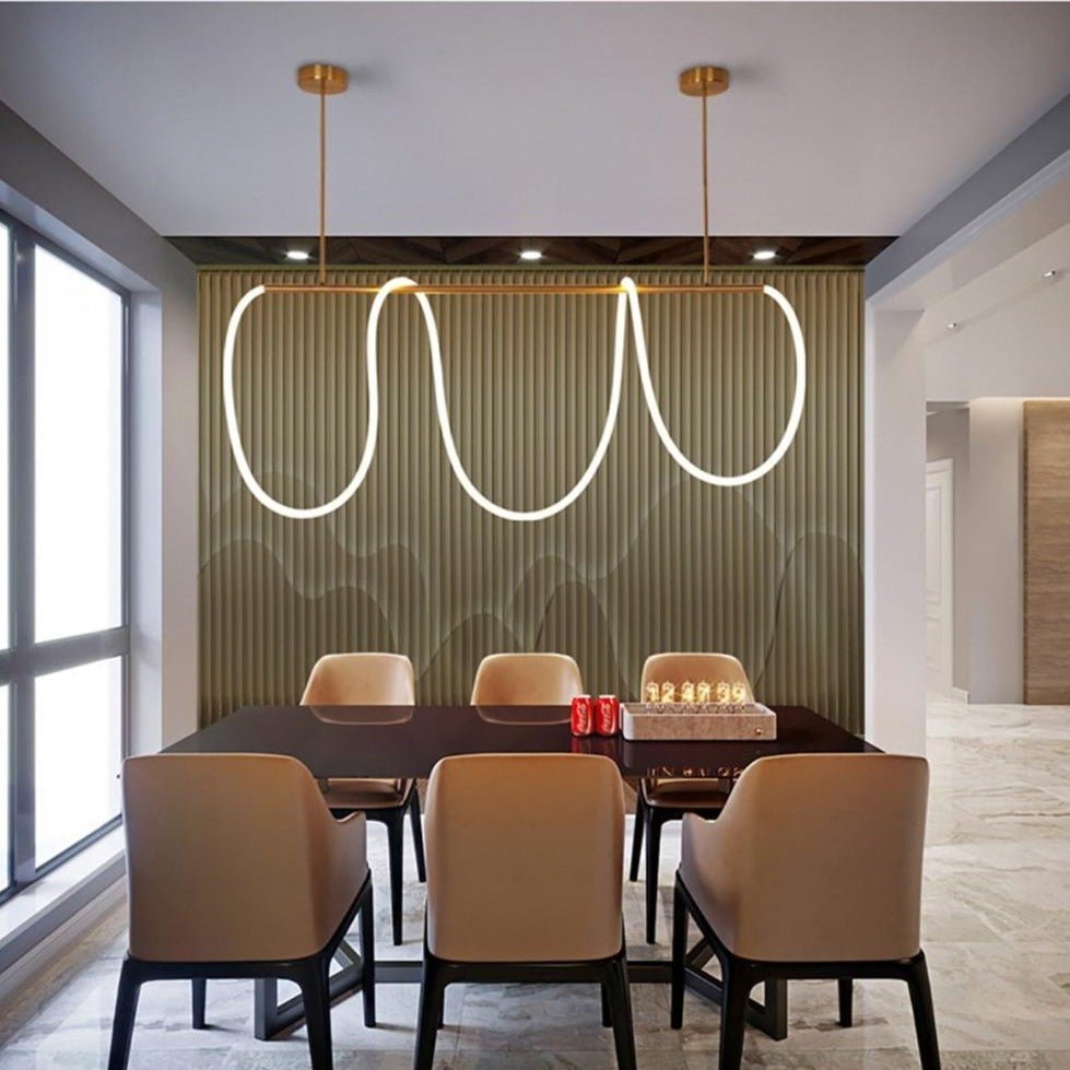 LumaCurve – Sleek Hanging LED Fixture with Contemporary Design and Flexible Suspension