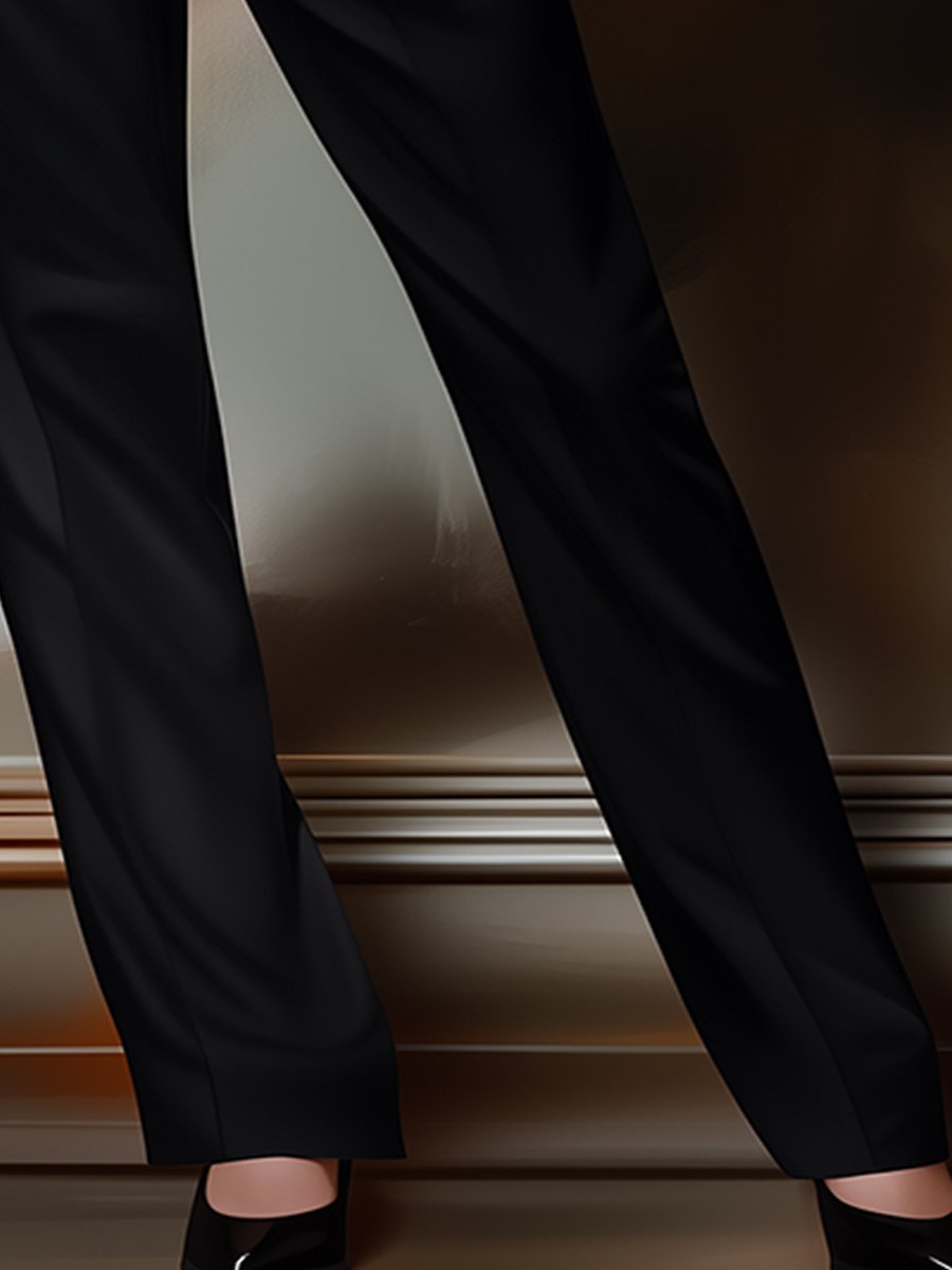 Classic Black Twill Straight Leg Pants by All City Mart