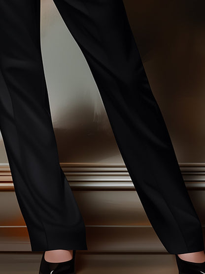 Classic Black Twill Straight Leg Pants by All City Mart
