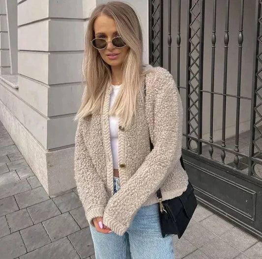Selene | Women's Fleece Button Jacket – Cozy, Warm, and Effortlessly Stylish