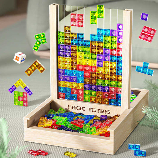 Sustainable Wooden Puzzle Game – Eco-Friendly Tetris Block Toy for Family Fun and Learning