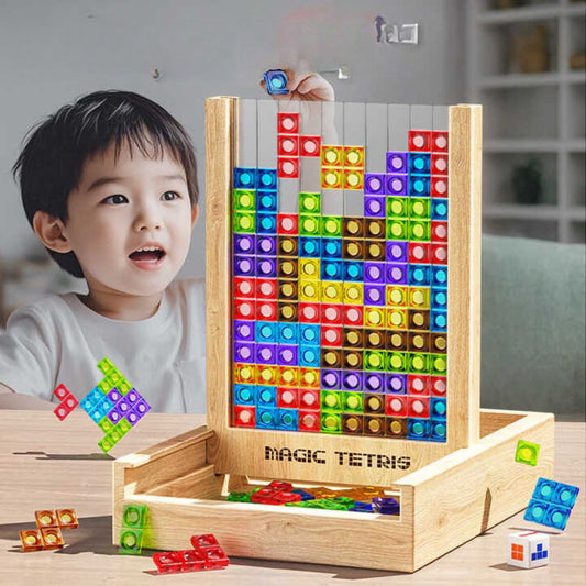 Sustainable Wooden Puzzle Game – Eco-Friendly Tetris Block Toy for Family Fun and Learning